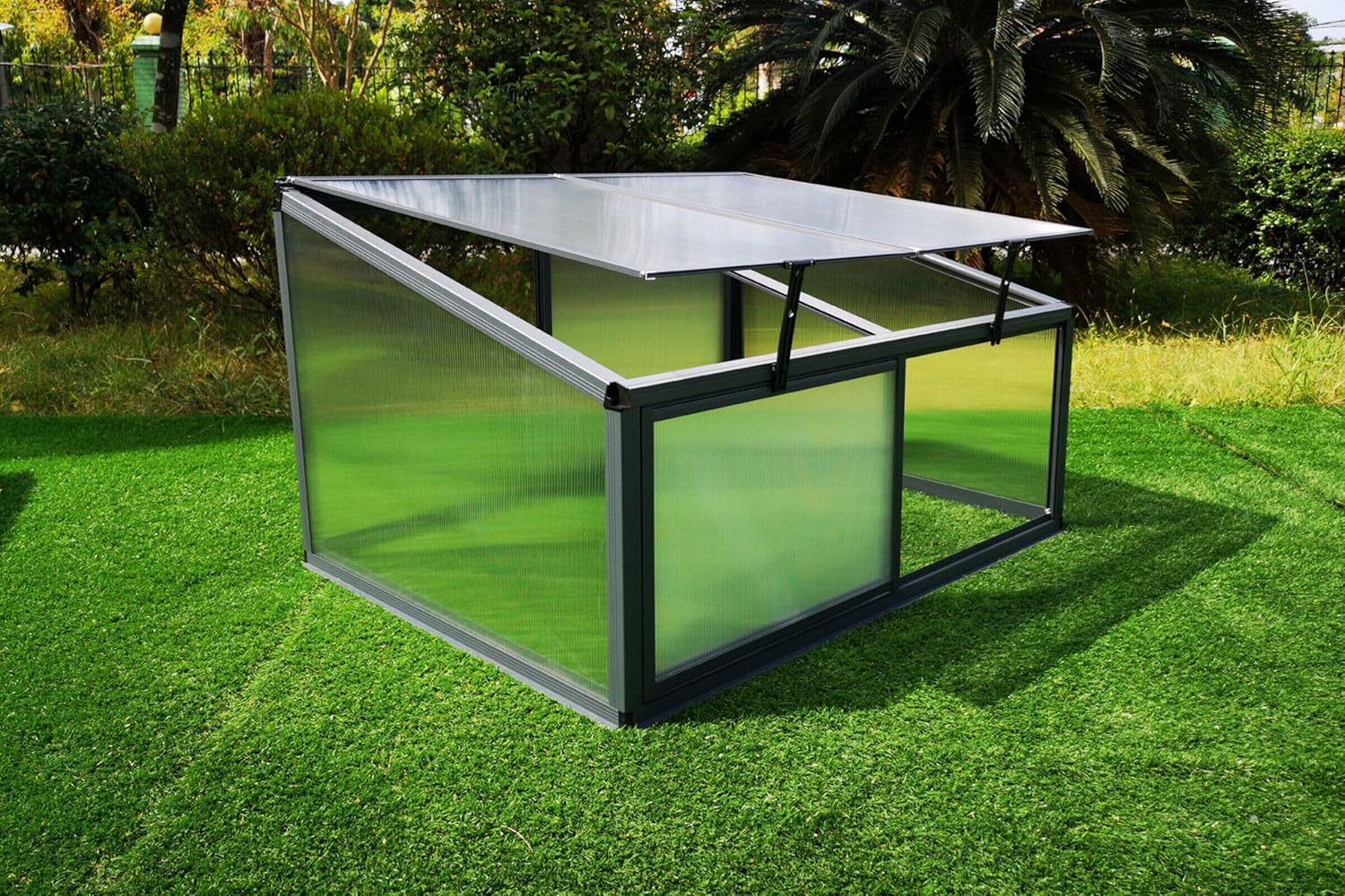 OUTFLEXX Hochbeetaufsatz, anthrazit, Alu/Polycarbonat, 116x86x60 cm, pulverbeschichtet