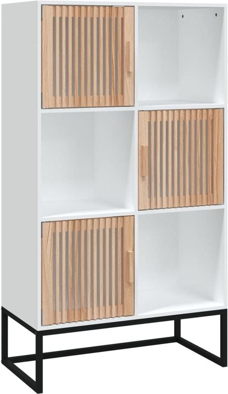 vidaXL - Hoge Kast - Wit - Bewerkt Hout - 70x35x125 cm