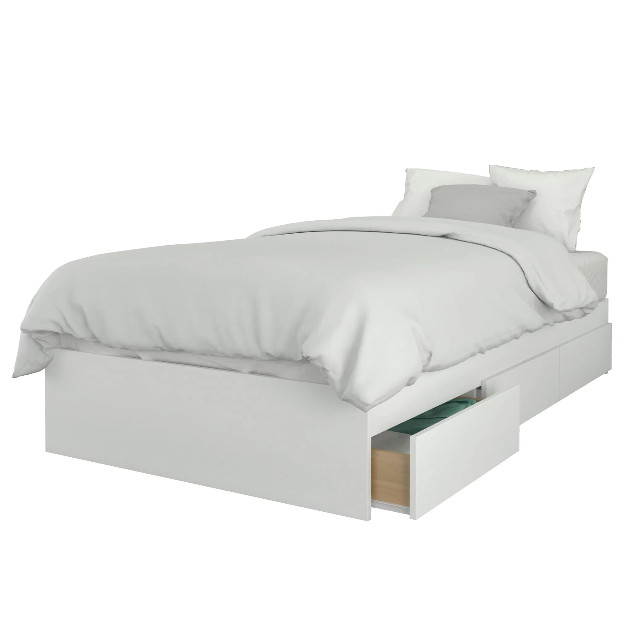 Nexera Lit Simple 3 Tiroirs Aruba - Blanc