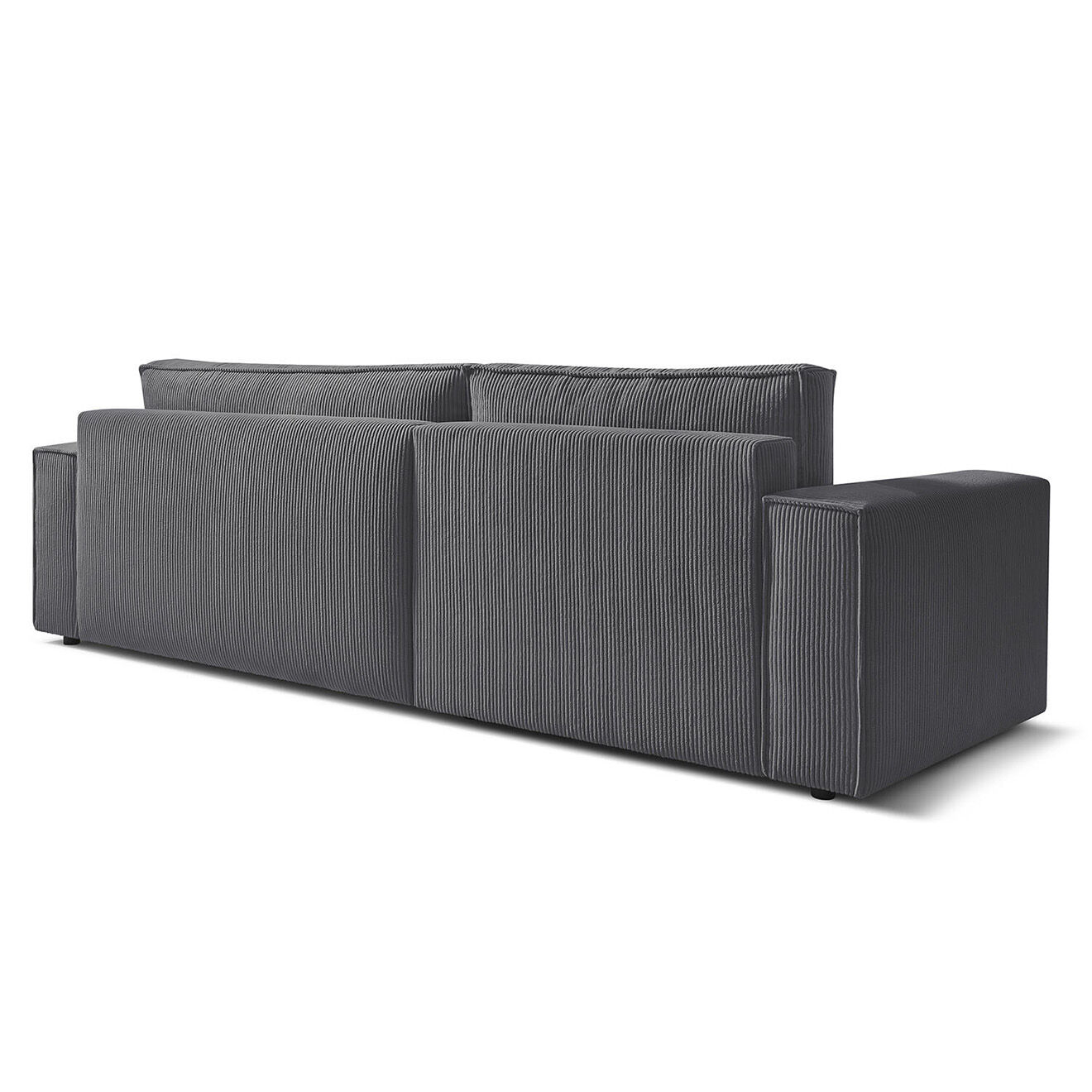 Bobochic Canapé d'angle convertible reversible Nihad en velours côtelé gris foncé - 282x153 cm