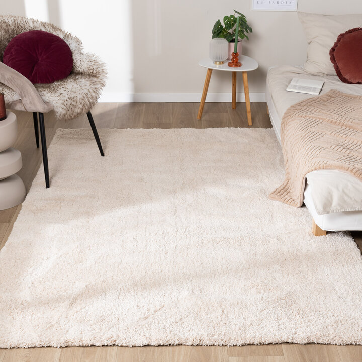 Wasbaar hoogpolig vloerkleed - Ziggy Creme