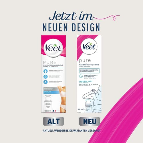 Veet Pure Haarentfernungscreme Bikinizone & Achseln, 100 ml