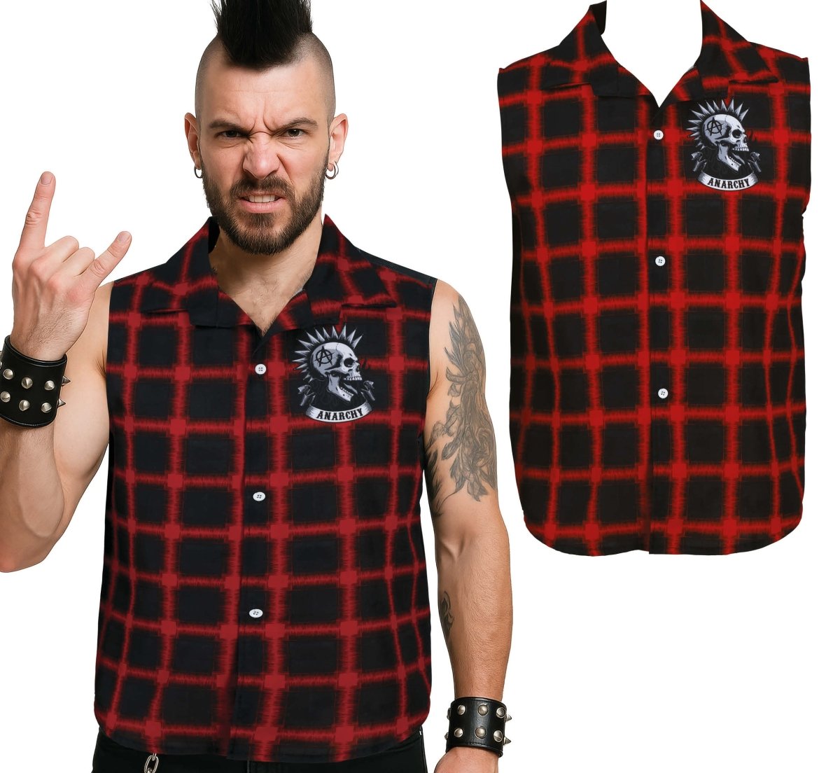 Punk Vest Rood Zwart