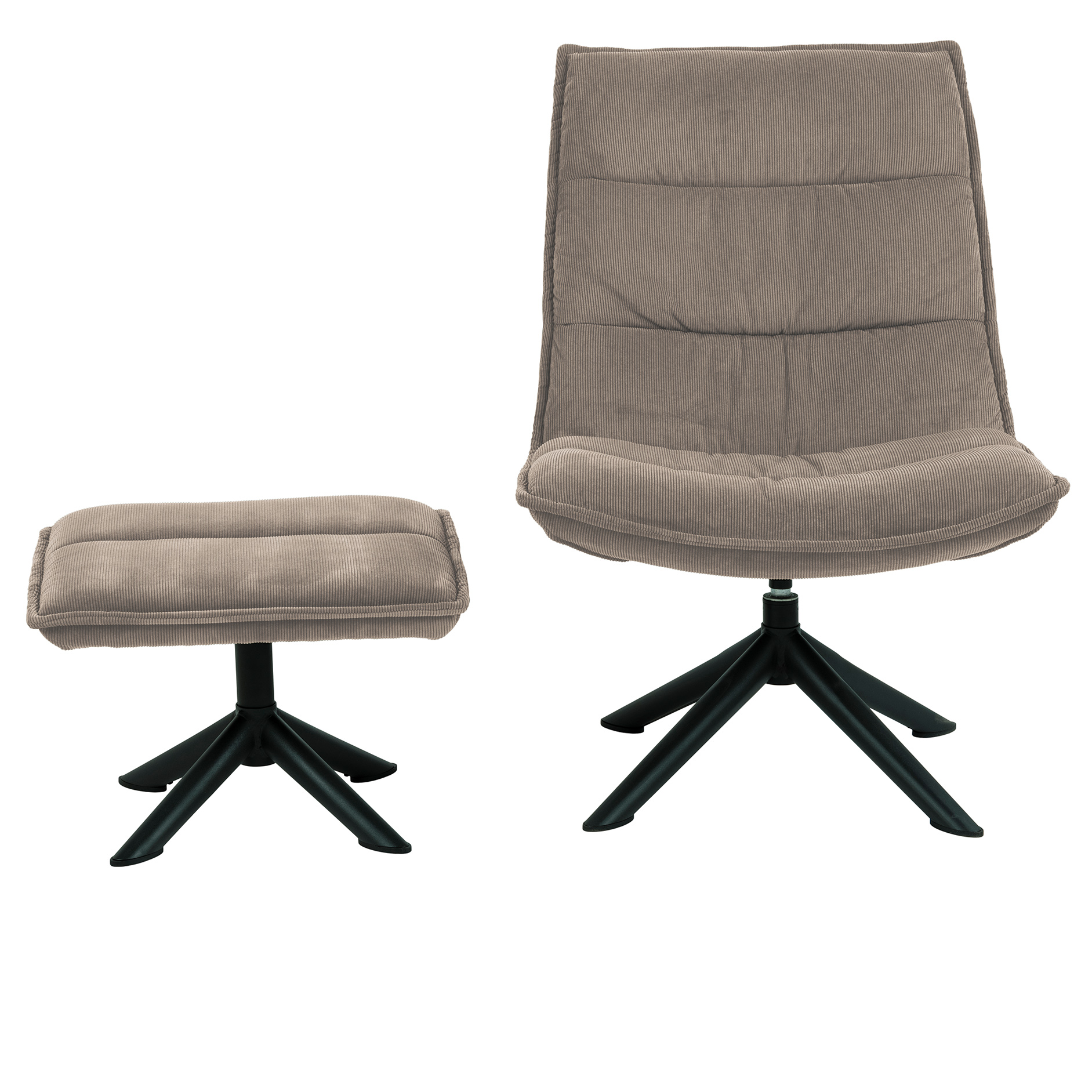 Loungestuhl BLIZZARD - grau - matt schwarz - mit Hocker