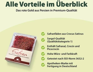 Dr. Jacob's Safran Ayurveda-Gewürz Sargol-Qualität 1 g