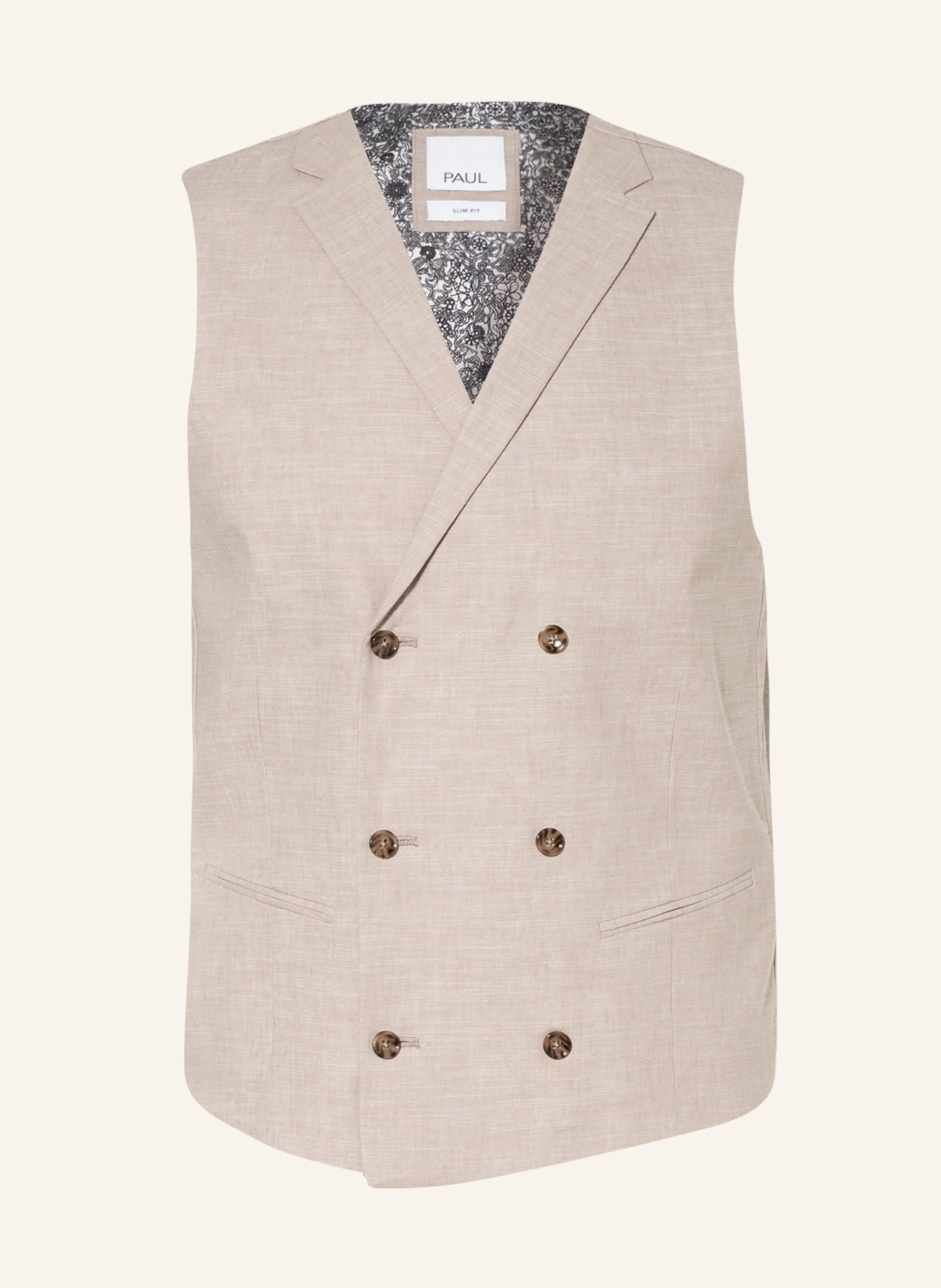 PAUL Anzugweste Slim Fit mit Leinen
