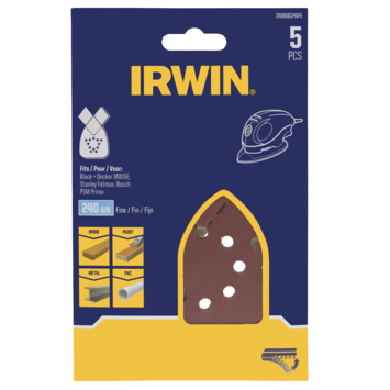 Irwin schuurvel voor Bosch Primo en B+D Mouse zelfklevend K240, 5 stuks