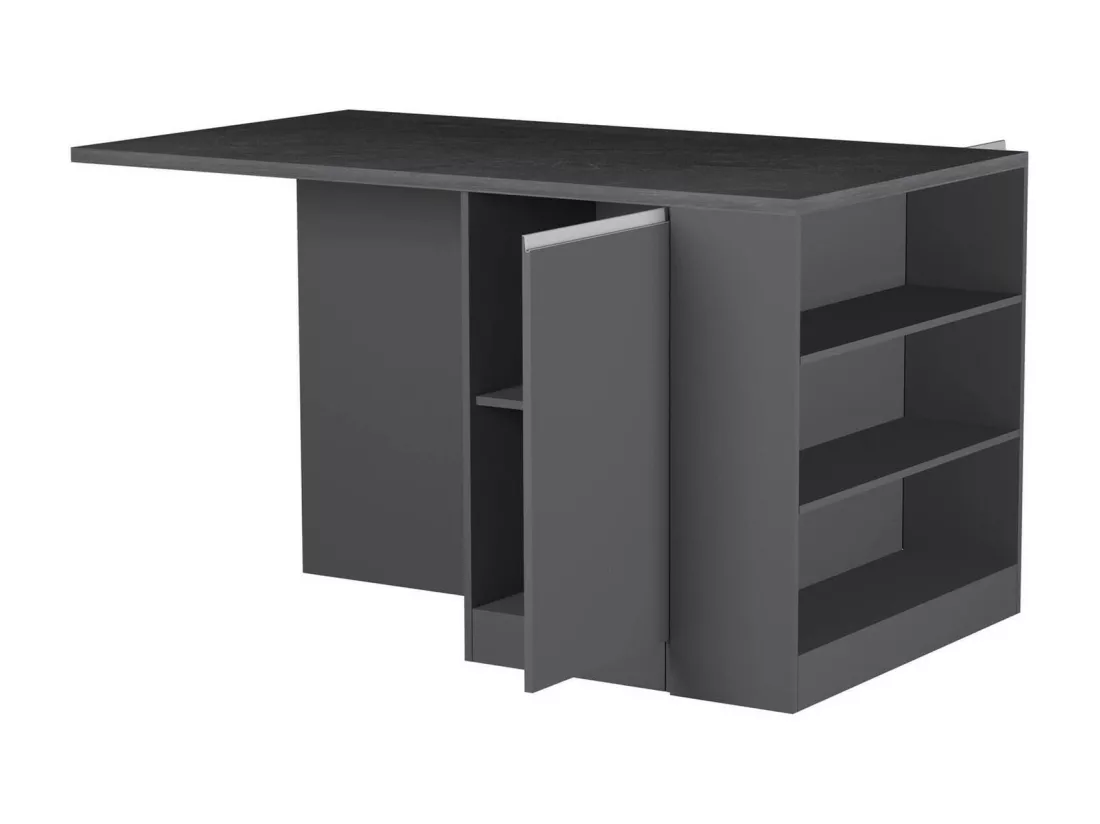 Îlot de cuisine Dcannaval, Armoire polyvalente, Meuble de kitchenette, Table auxiliaire, 100% Made in Italy, 160x90h90 cm, Anthracite et Ardoise