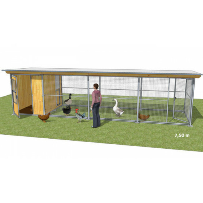 Poulailler durable en bois et métal avec 1 box