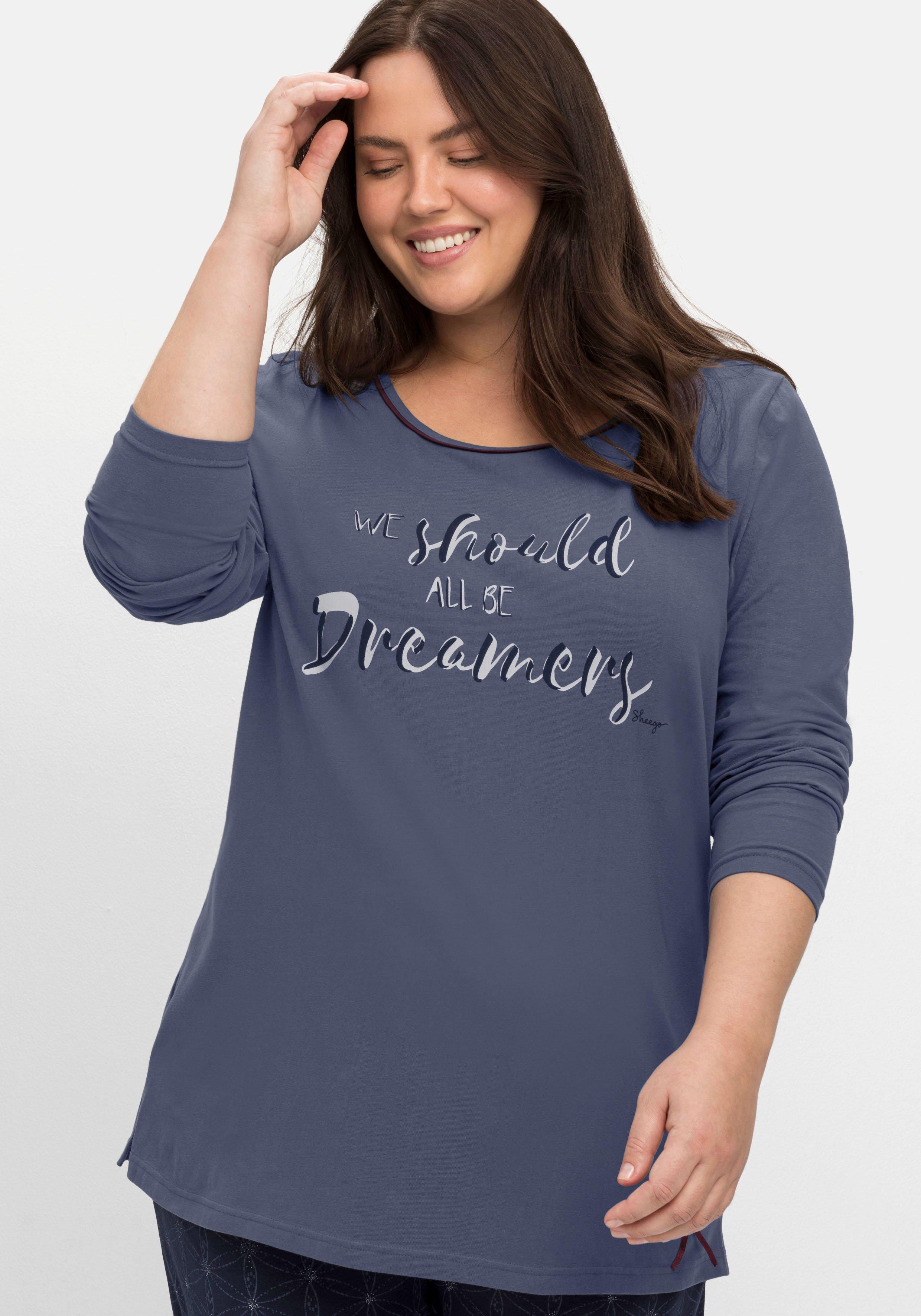 Schlafshirt mit Langarm und Fronprint