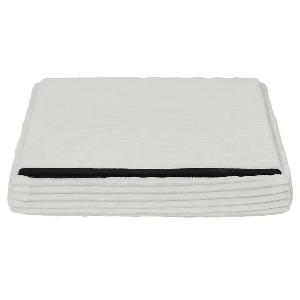 Home Deco Factory Poefje - opbergbox - rib - wit - 38 x 38cm