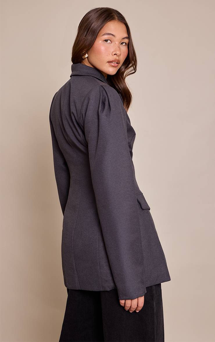Charbon Blazer Oversize Extrême À Épaules Tombantes Et Taille Cintrée