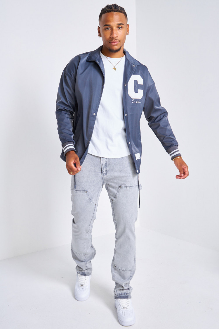 Veste gris foncé brodée 