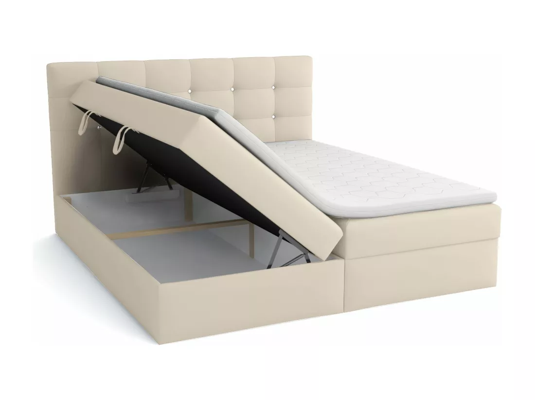 LIT BOXSPRING avec surmatelas Elegante 200x200 cm, écru