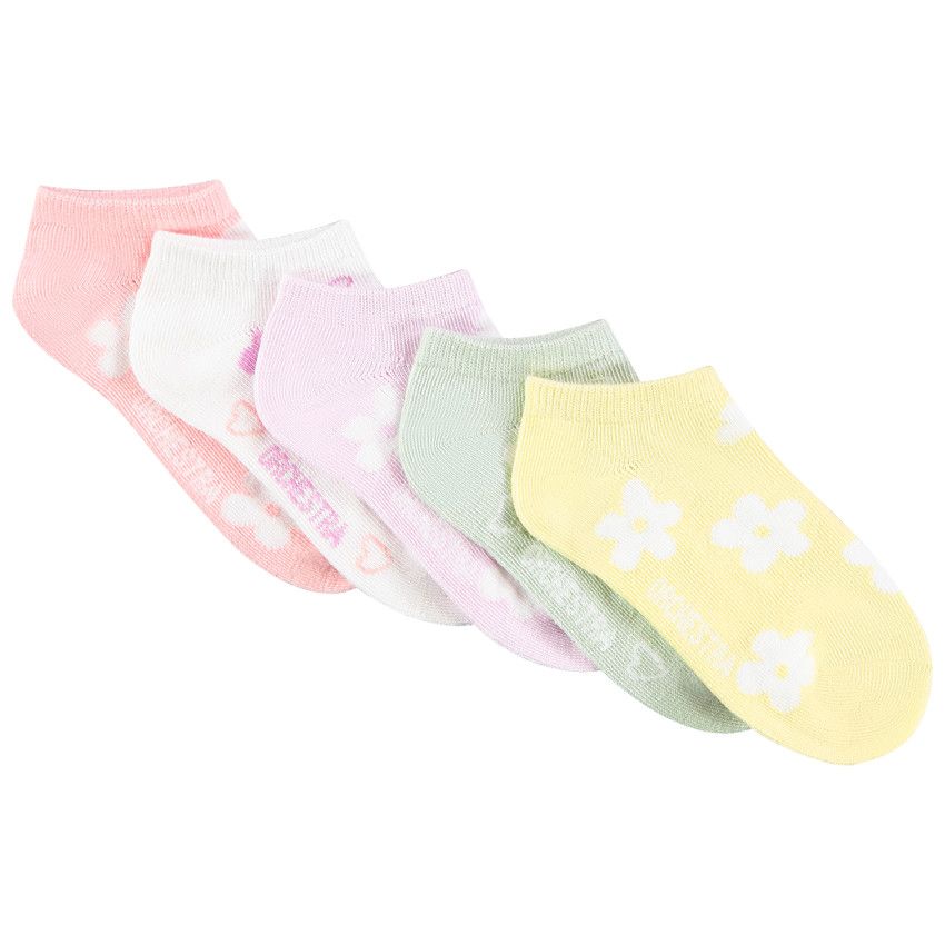 Lot de 5 paires de chaussettes courtes fantaisie pour fille - Rose