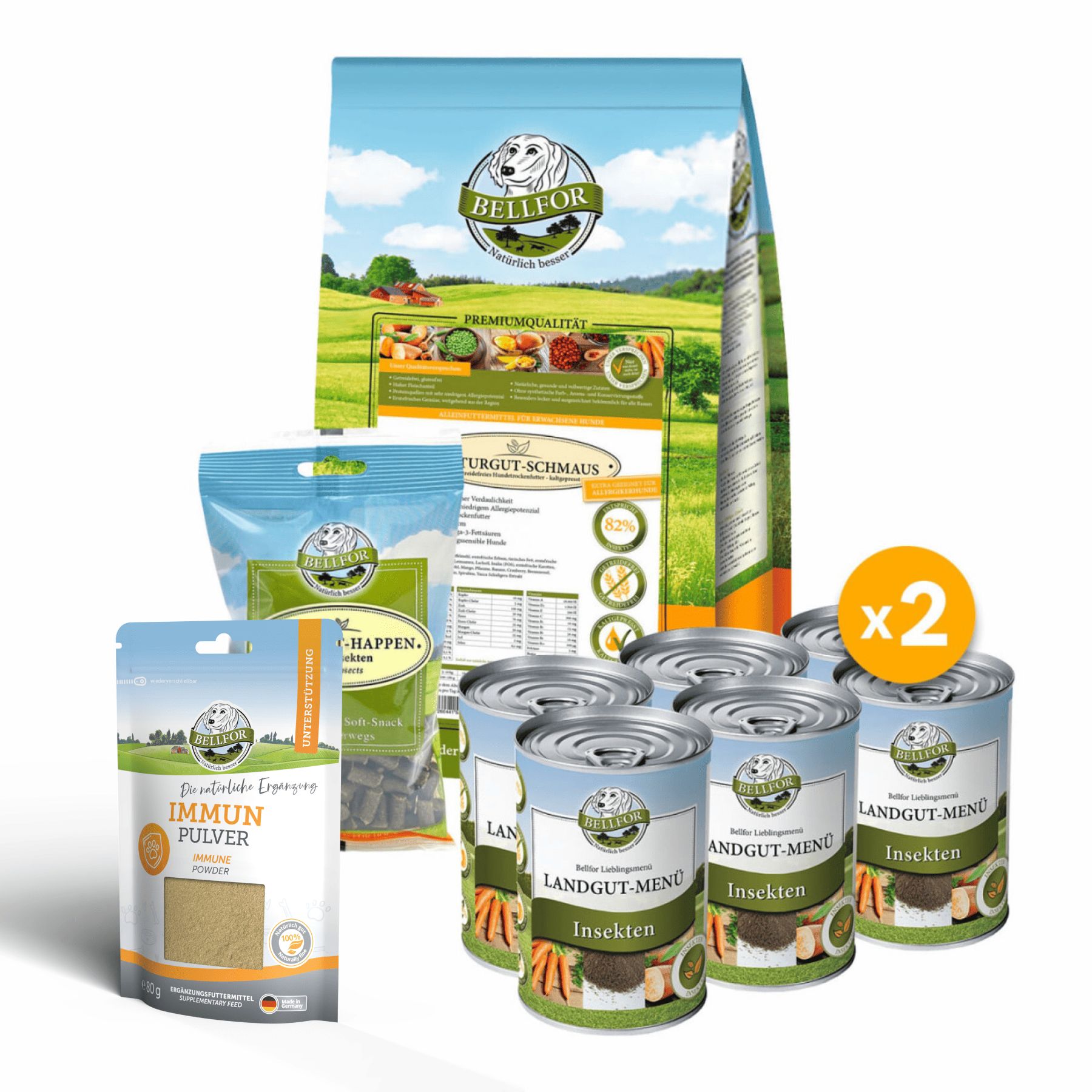 Bellfor Leishmaniose Set für Hunde - Landgut-Menü + Immun Pulver + Landgut-Happen