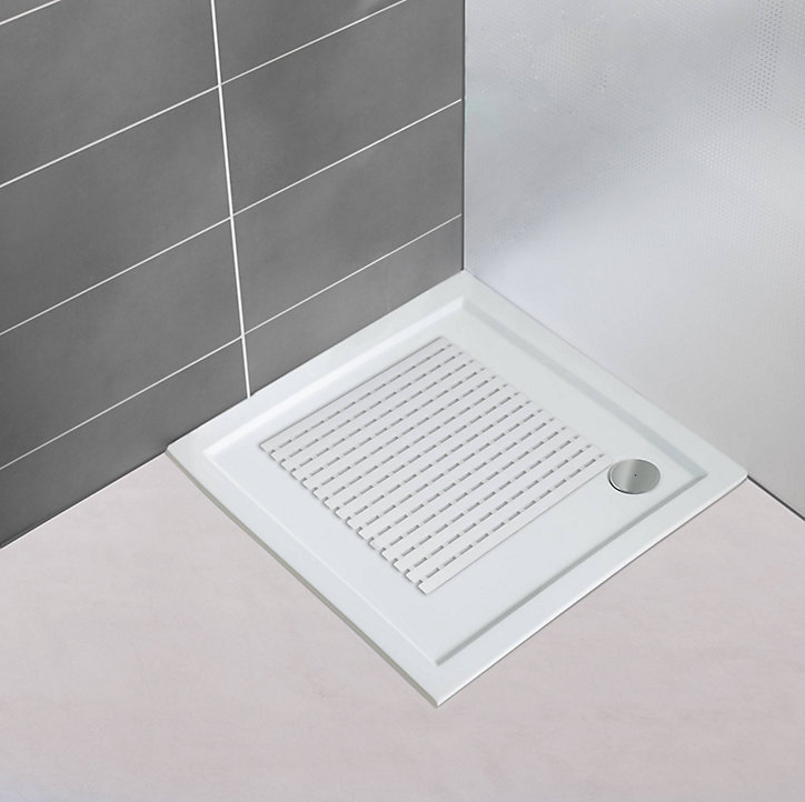 Tapis de douche antidérapant Arinos blanc 54 x 54 cm