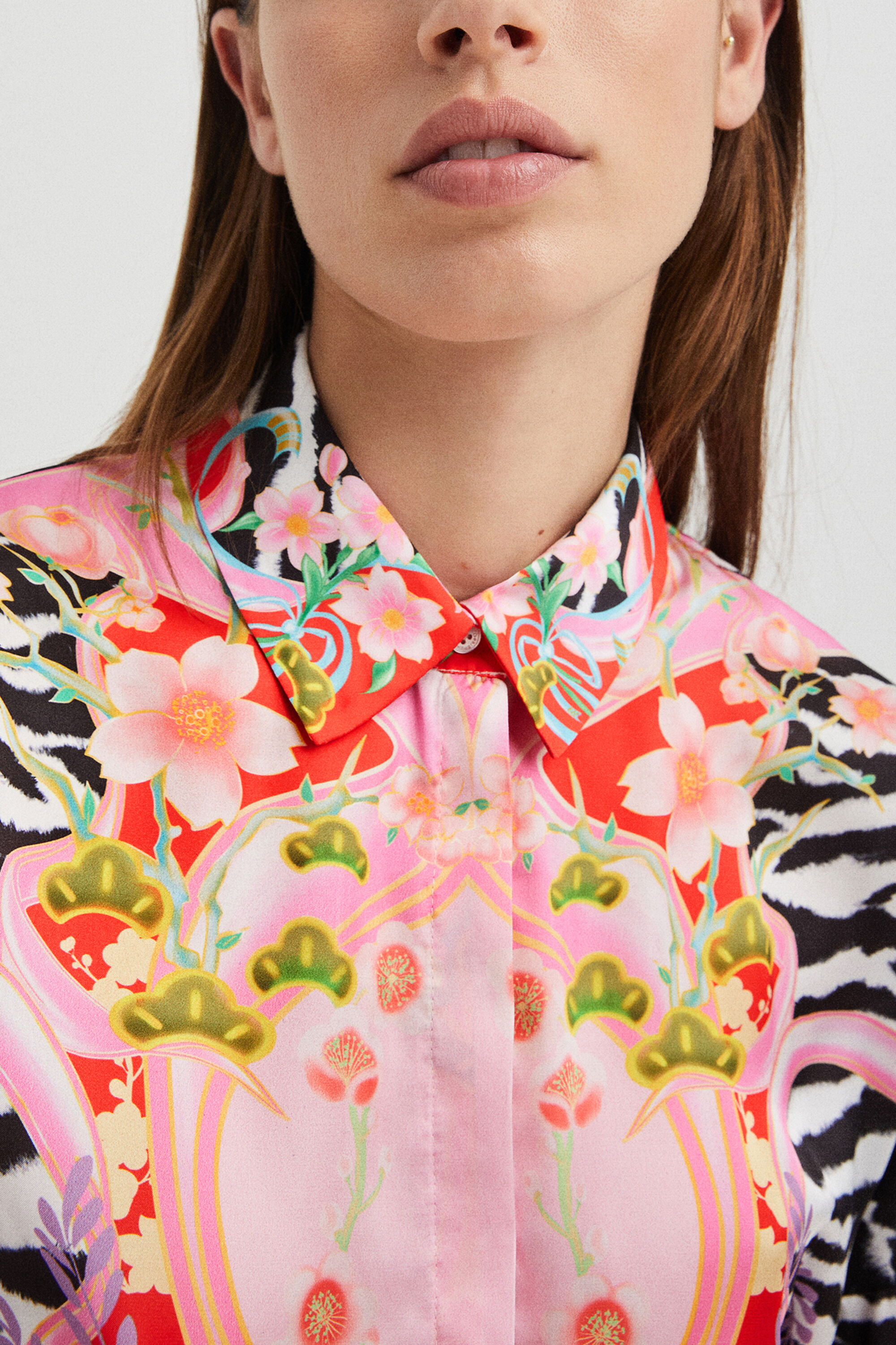 Chemise zèbre et fleurs