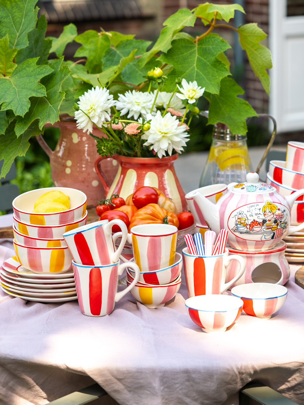 Kom op voet 11.5cm Even Bijkletsen Everyday Stripes Pink Red