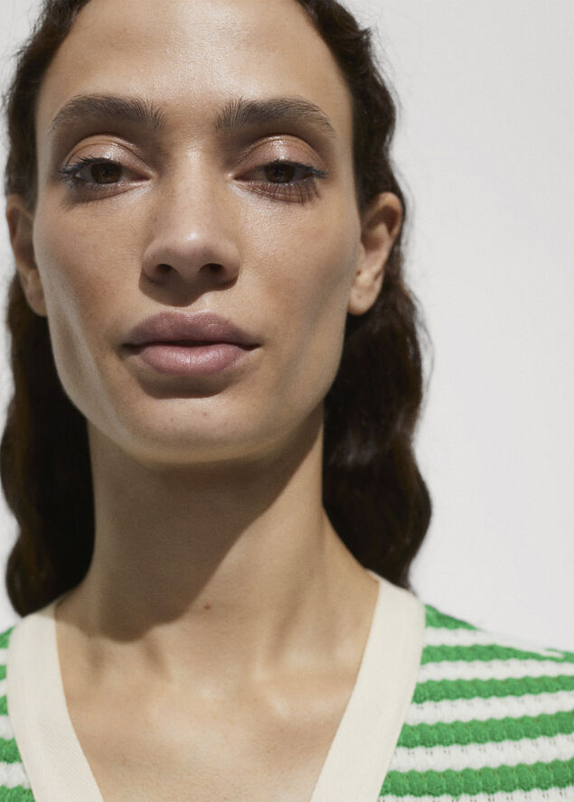 MANGO Striped jersey dress Green
