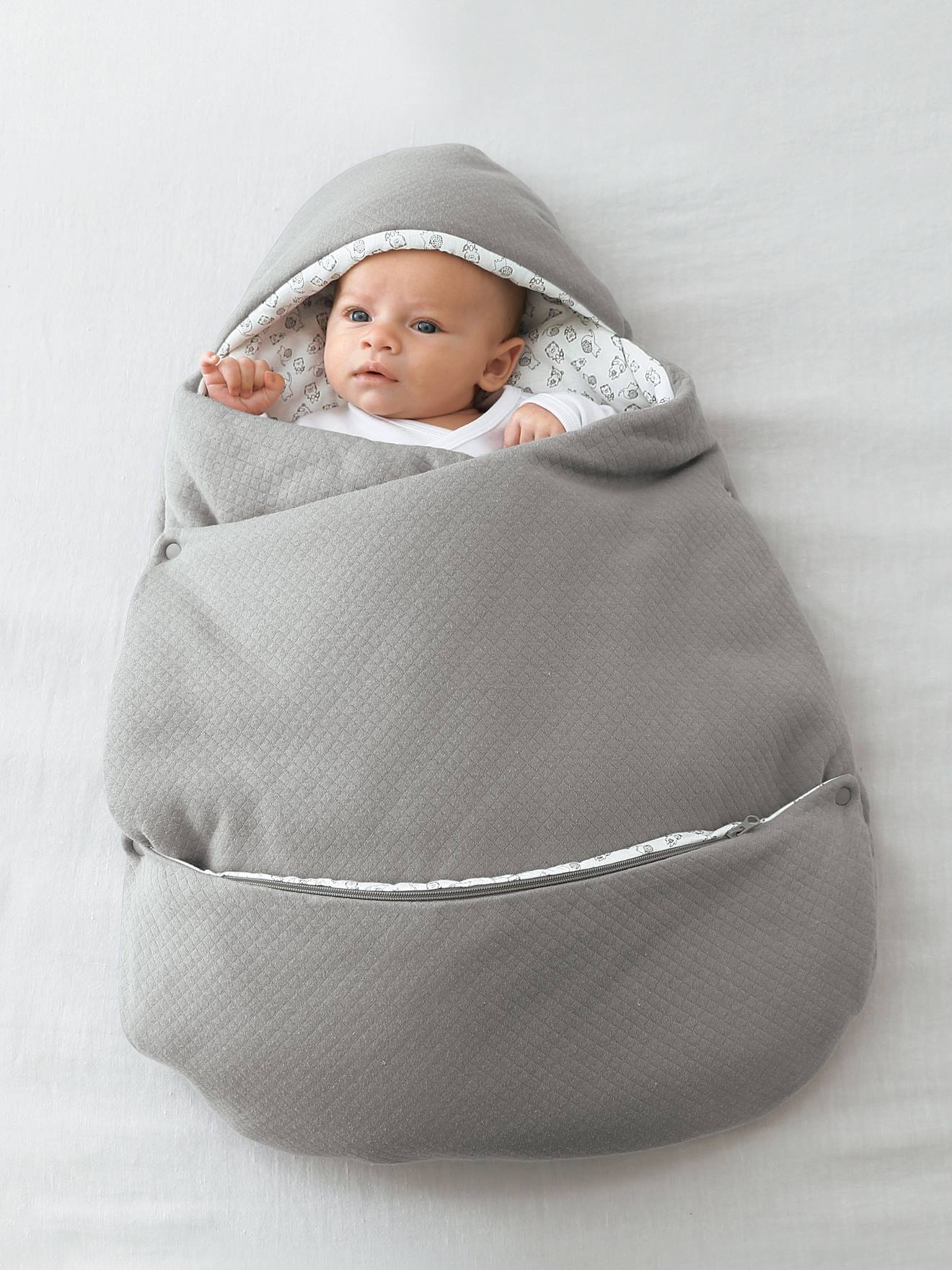 Saco de dormir conversível 2 em 1 para bebês, cinza