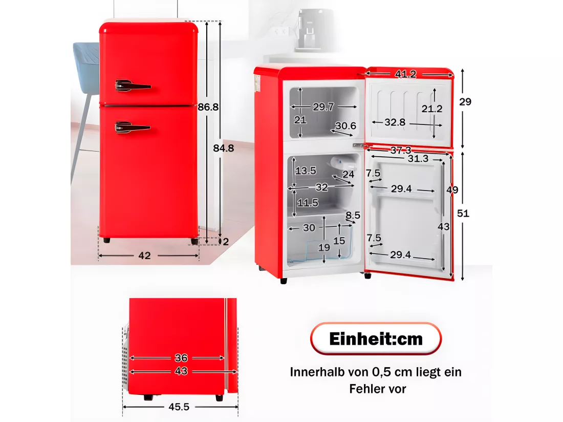 Réfrigérateur Retro-Kühlschrank double porte avec congélateur intégré