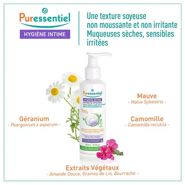 Óleo de Higiene Íntima Puressentiel para Secura Íntima, Orgânico, 150ml