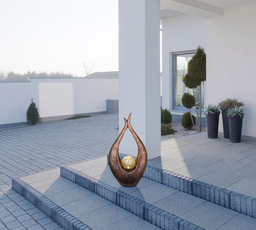 LED Solarleuchte Bronzefarben mit Glaskugel Höhe 50 cm