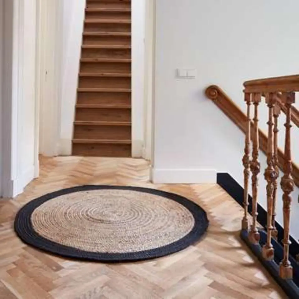 EVA Interior Vloerkleed Jute Rond - Naturel/Antraciet - 180 Ø