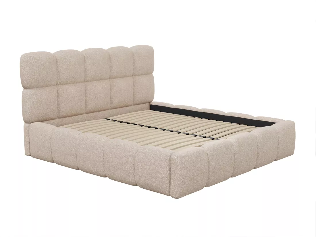 Lit coffre 140 x 190 cm - Tissu bouclette - Beige - DAMADO II de Pascal Morabito