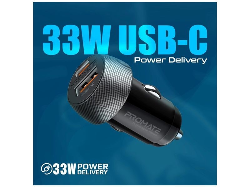 Promate Autoladegerät DriveGear PD33 Schnelles und sicheres Laden für unterwegs