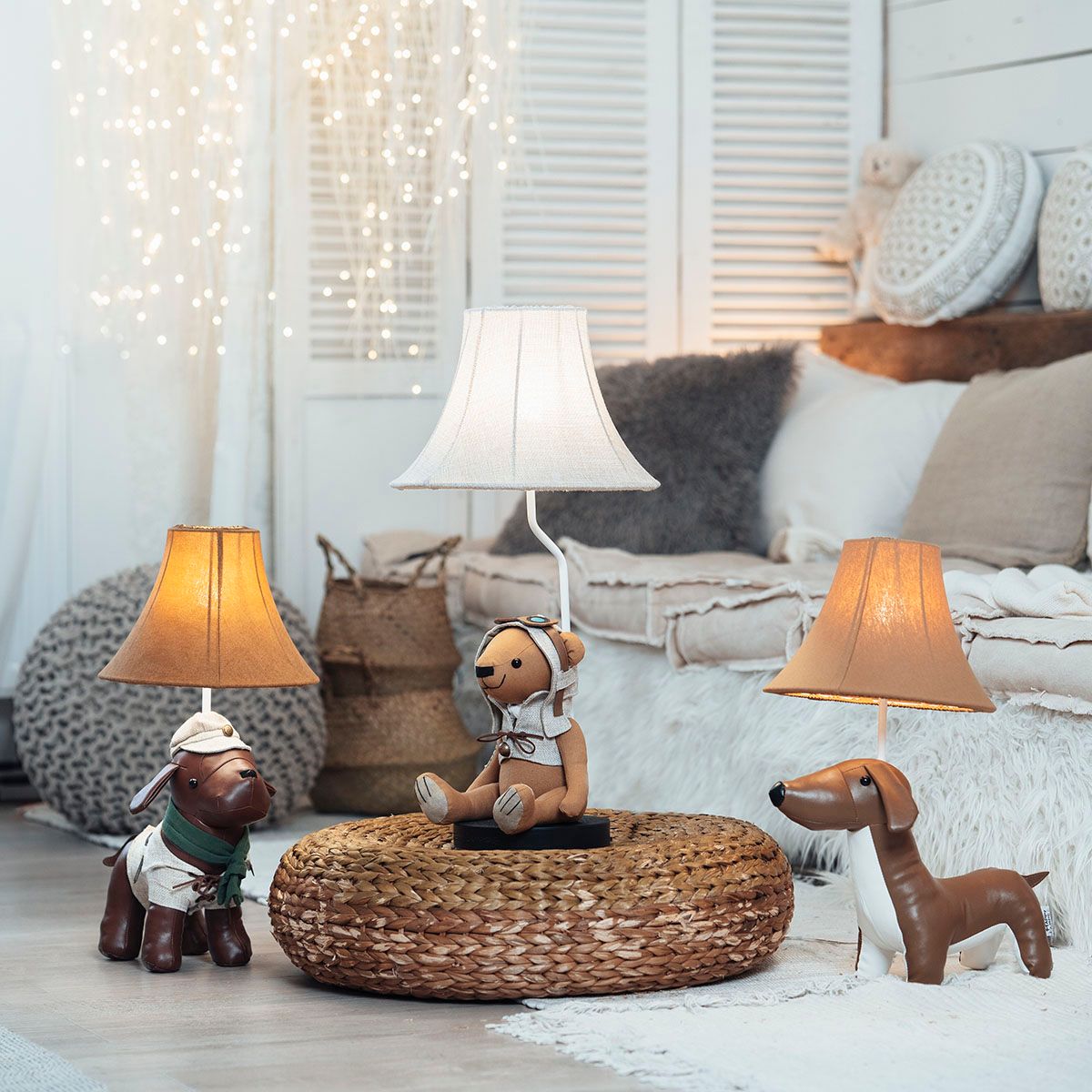Kinder tafellamp jachthond bruin - Spike