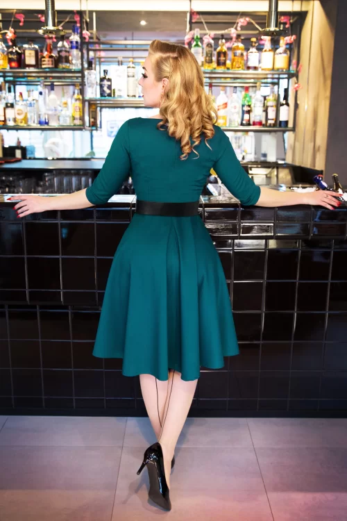Glamour Bunny Aviva swing jurk in petrol blauw