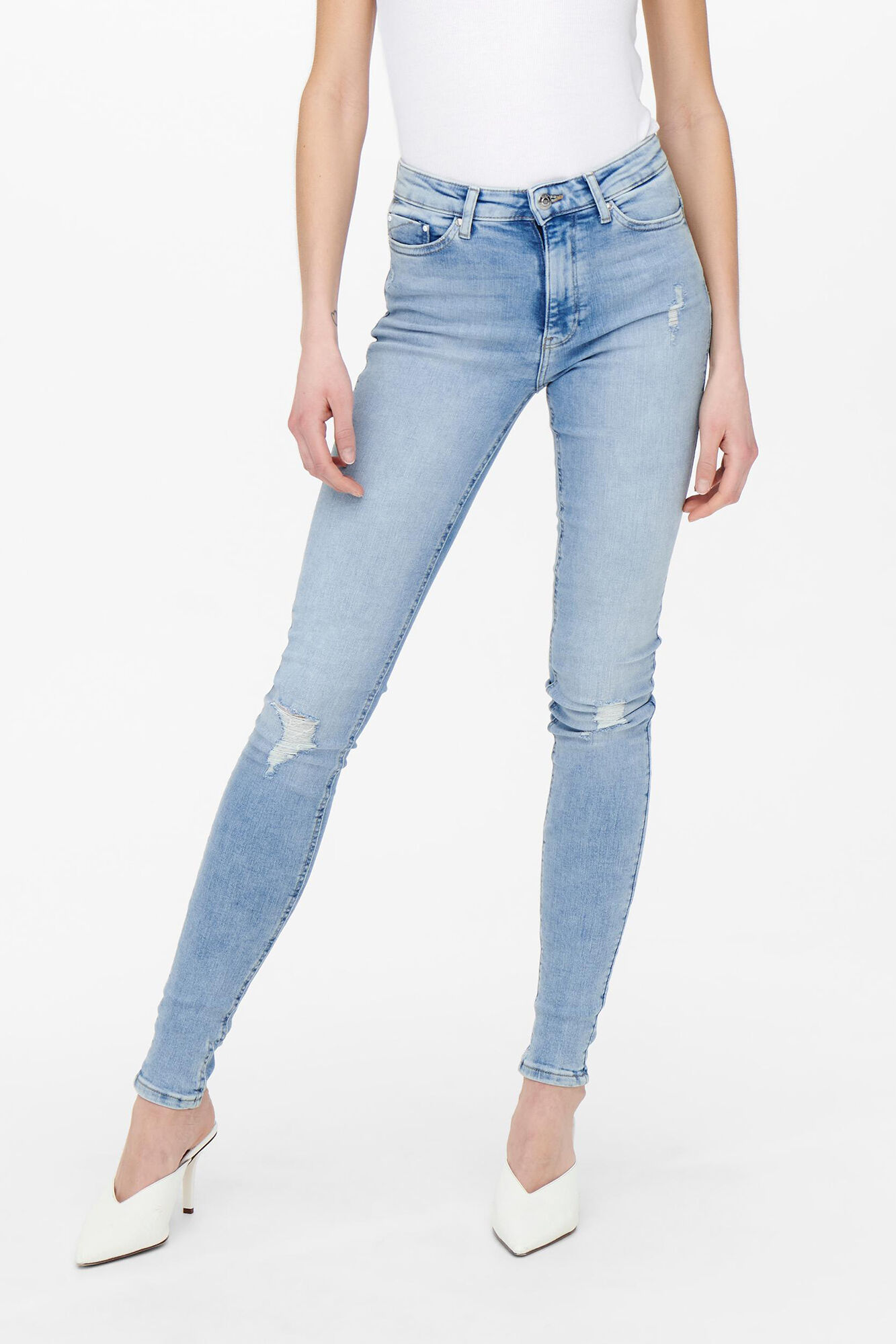 Calça jeans skinny de cintura média
