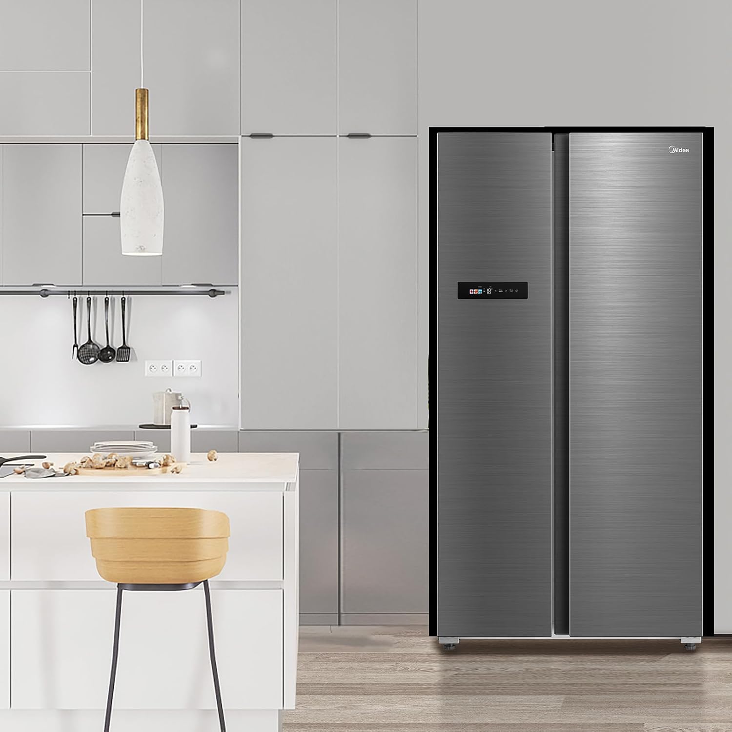 Midea MDRS791MIC46 Side-by-Side Kühlschrank mit No-Frost & WiFi | 592L, 177,5 cm Hoch, Inverter-Technologie, Multi-Air-Flow & Humidity Control | SuperCool & 37dB