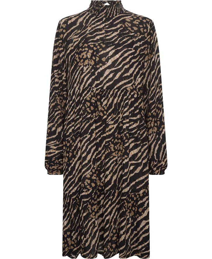 Kaffe KAkarina Amber Dress Black and brown animal print