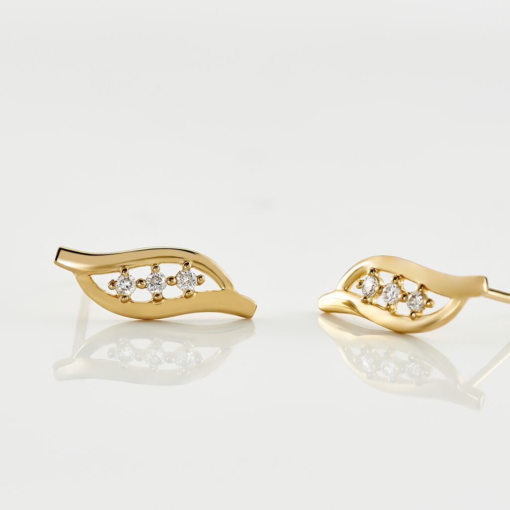 Boucles D'oreilles Puces Caline Or Jaune Diamant