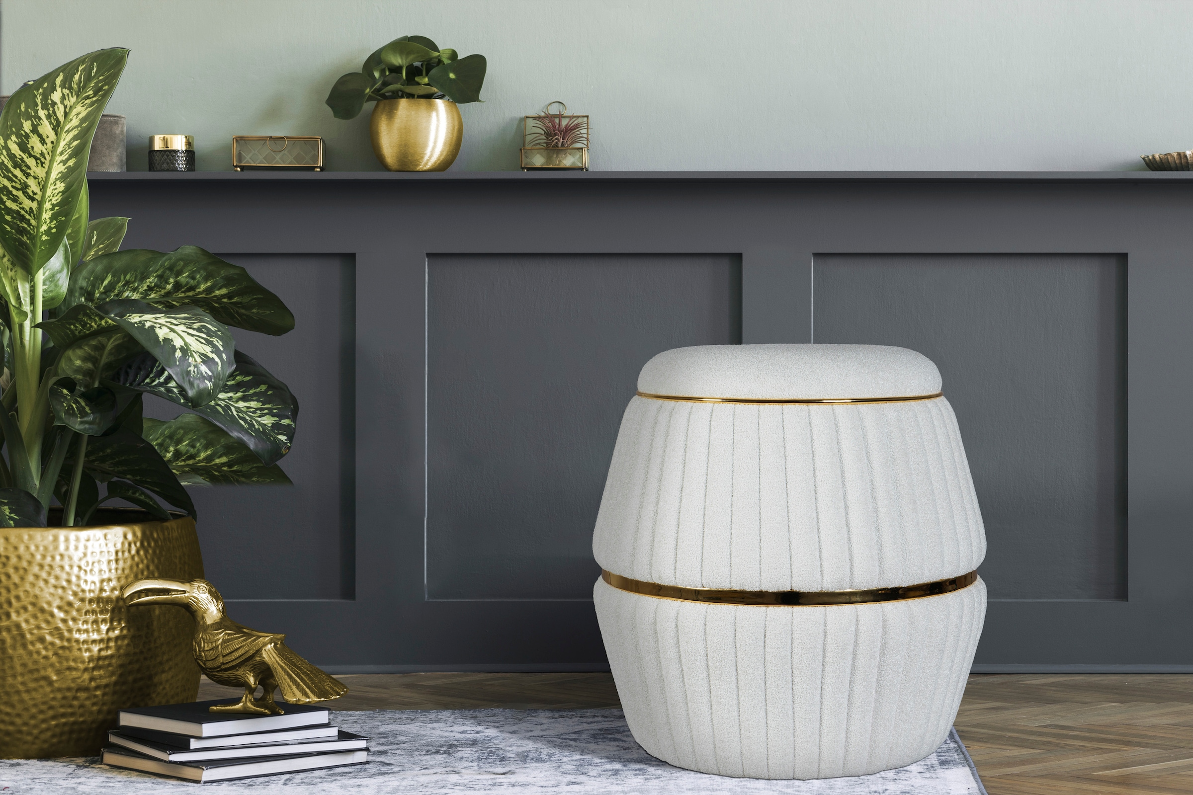 Kayoom Sitzhocker »Hocker Doric, trendiger Look, ästhetische Farbgebung, schöne Steppung« 1 Stk. tlg. komfortabel, hochqualitativ, pflegeleicht, in vielen Räumen zuhause