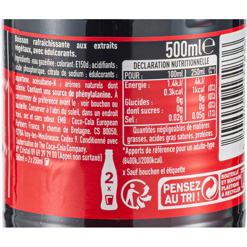 Coca-Cola Zéro 50 cl - 24 bouteilles