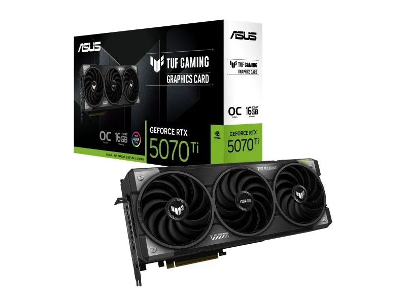 ASUS TUF Gaming GeForce RTX 5070 Ti 16GB - OC Edition - grafikkort - GeForce RTX 5070 Ti - 16 GB GDDR7 - PCI Express 5.0 - 3 x DisplayPort, HDMI - grå