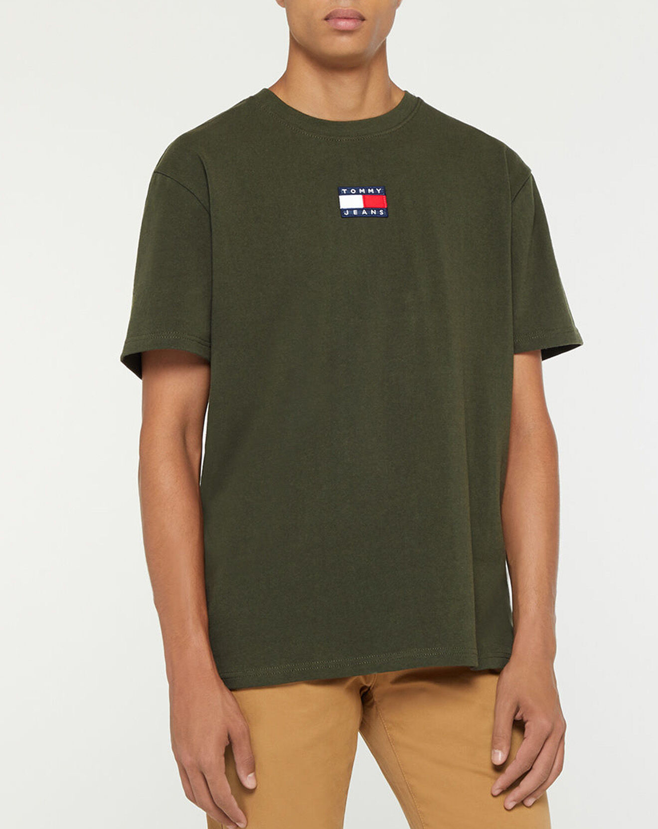 Tommy Jeans T-Shirt 100% Coton Bio Tjm Tommy Badge kaki
