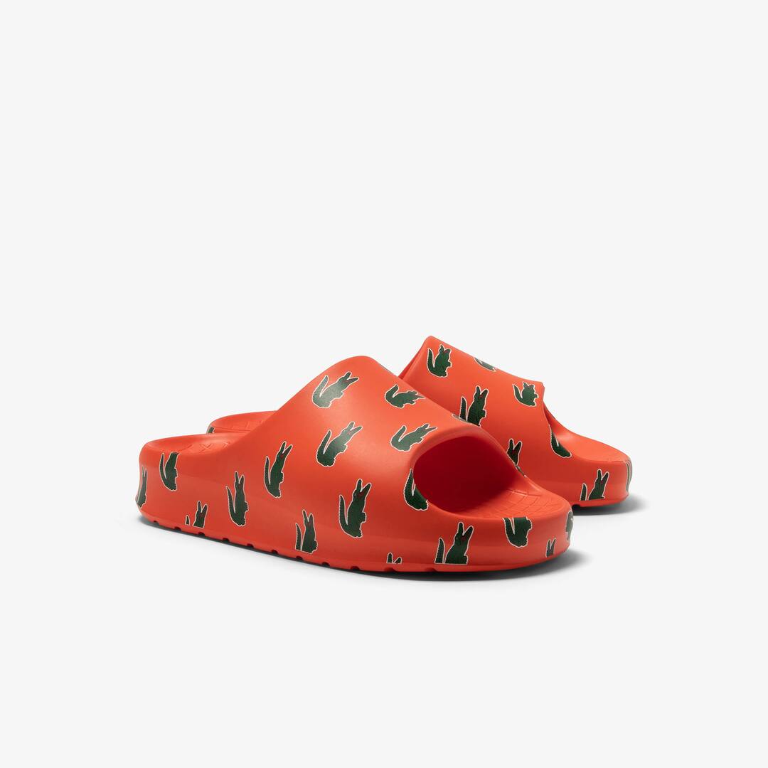 Claquettes Serve Slide 2.0 femme détail coloré Claquettes & Sandales - Orange - Lacoste - Femme