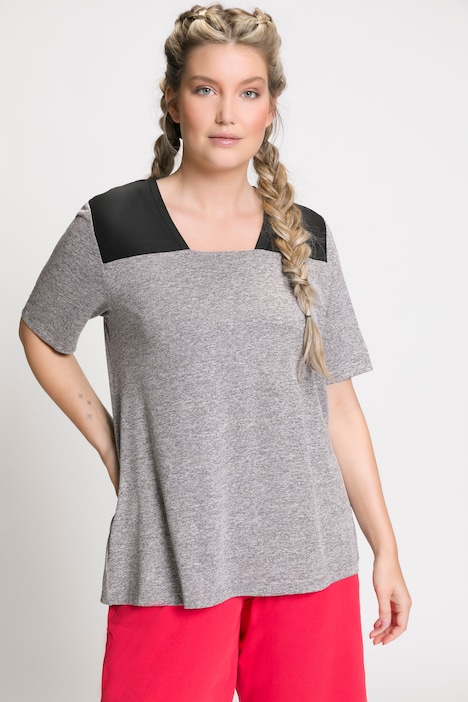 T-Shirt, Mesh-Schulter, Caree-Ausschnitt, Halbarm