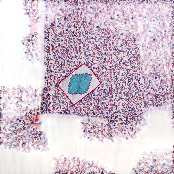 Quilt Dancing Peacock 230 x 270 cm reversible Weiss, Rosa, Blau BQ 67