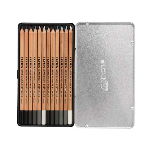 LYRA REMBRANDT® POLYCOLOR Grauton Künstler-Farbstifte im Metalletui