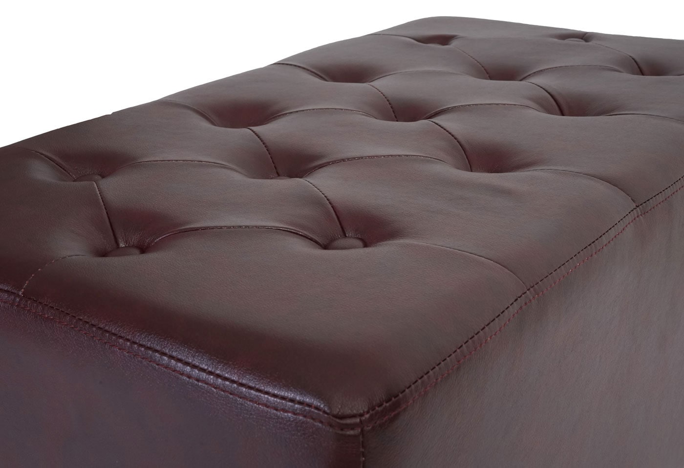 Luxus Sessel Loungesessel Relaxsessel Chesterfield Kunstleder ~ runde Füße, rot-braun mit Ottomane