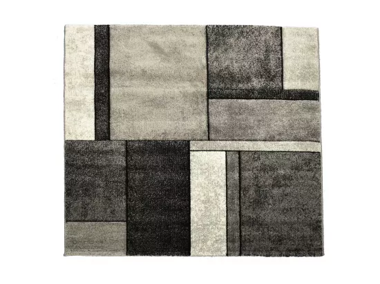 tapis salon 160x230 tissé gris rectangle motif géométrique GEOME