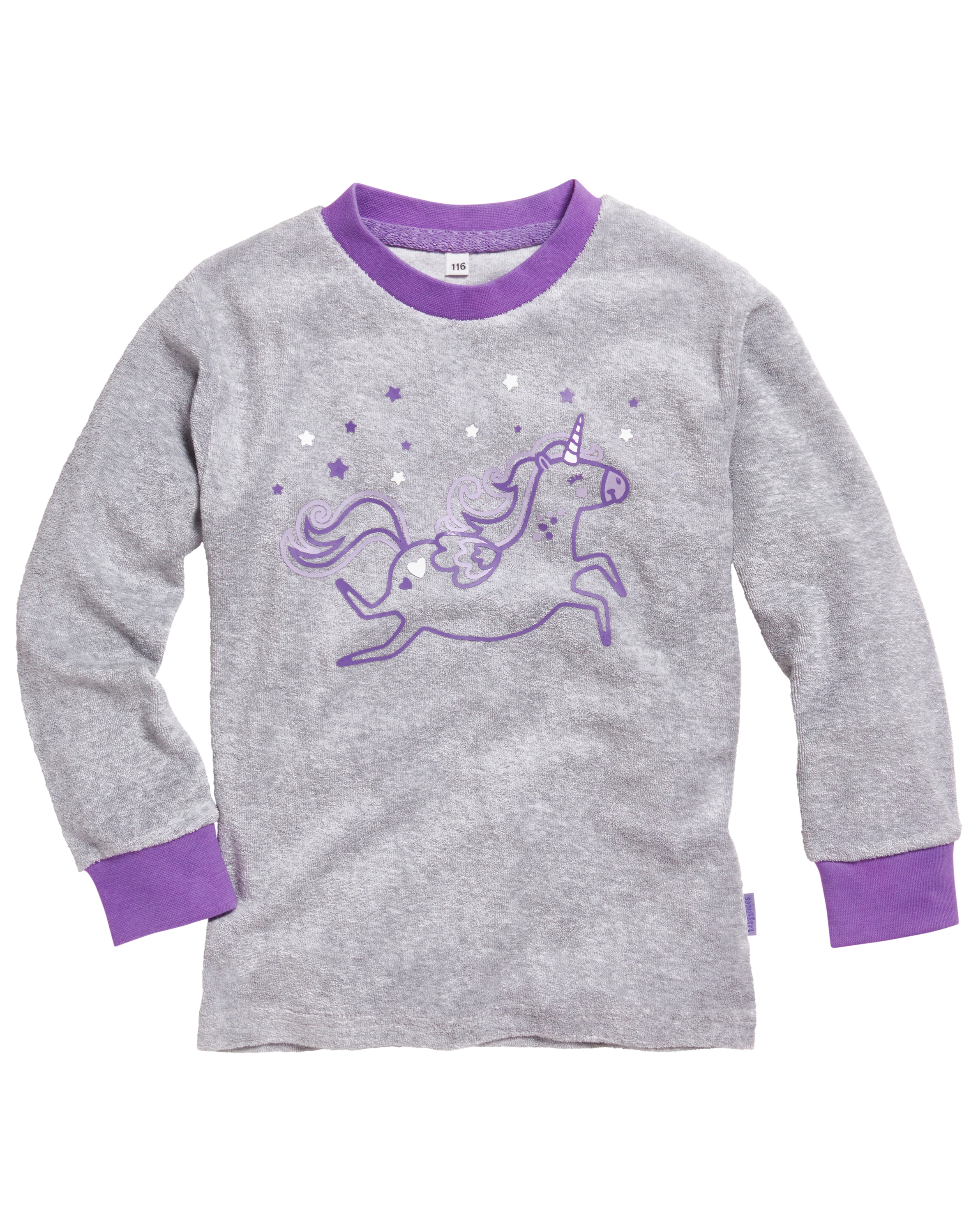 Frottee-Schlafanzug EINHORN lang in violett