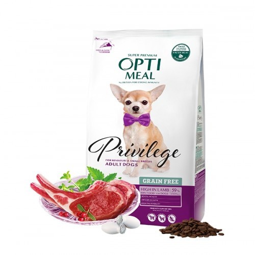 Ração seca Optimeal sem grãos para cães de raças pequenas e miniaturas - Cordeiro
