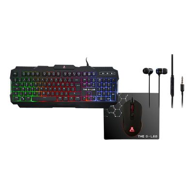 The G-Lab COMBO HELIUM - ensemble de clavier, souris, casque et tapis de souris - Azerty - Français